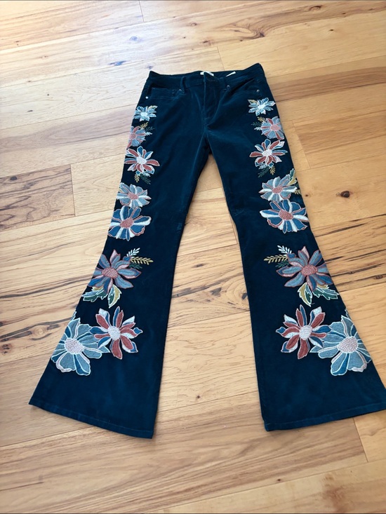 DRIFTWOOD Pants - DRIFTWOOD Black Boot Cut Floral Embroidered Pants